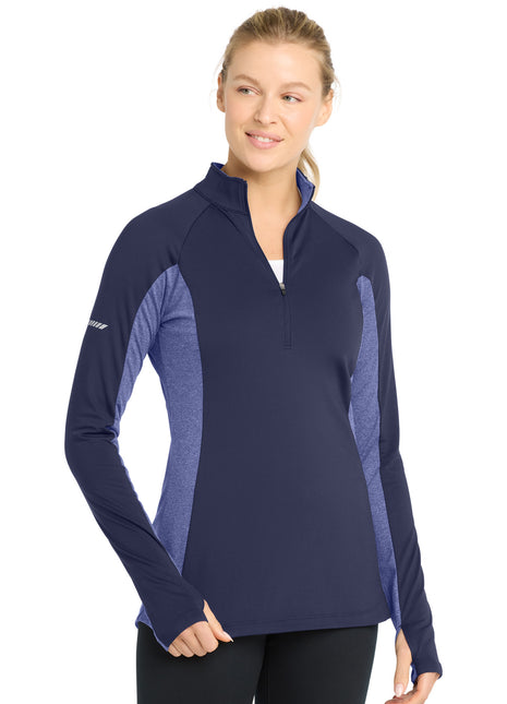 Sport-Tek® Women's Sport-Wick® Stretch Contrast 1/4-Zip Pullover. LST854 - True Navy/ True Navy Heather | Sport-Tek