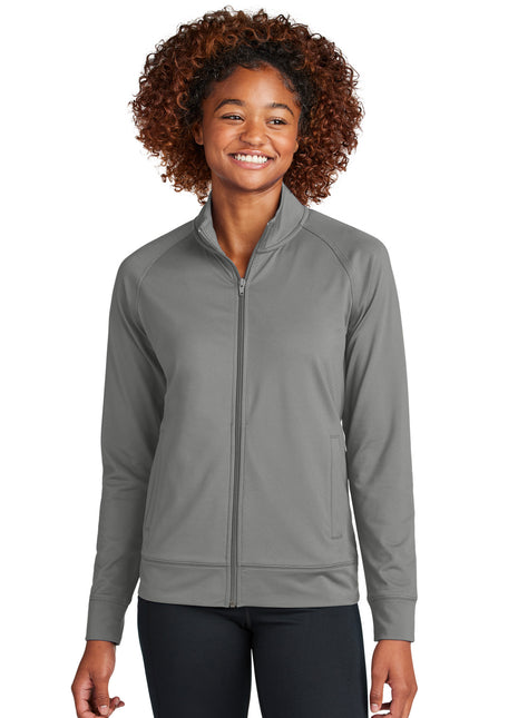 Sport-Tek® Women's Sport-Wick® Stretch Full-Zip Cadet Jacket LST857 - Charcoal Grey | Sport-Tek