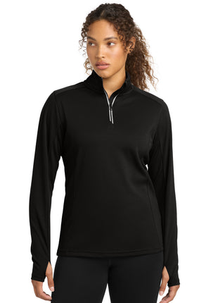 Sport-Tek® Women's Sport-Wick® Textured 1/4-Zip Pullover.  LST860 - Black | Sport-Tek
