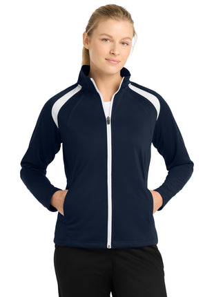 Sport-Tek® Women's Tricot Track Jacket. LST90 - True Navy/ White | Sport-Tek