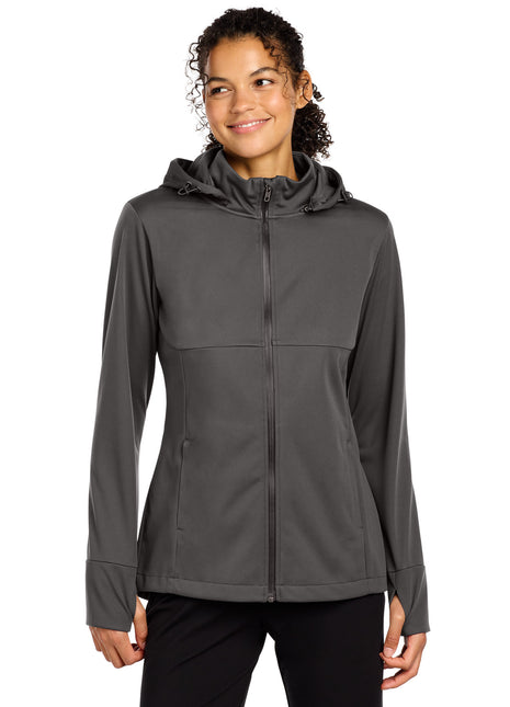 Sport-Tek® Women's Hooded Soft Shell Jacket LST980 - Graphite | Sport-Tek