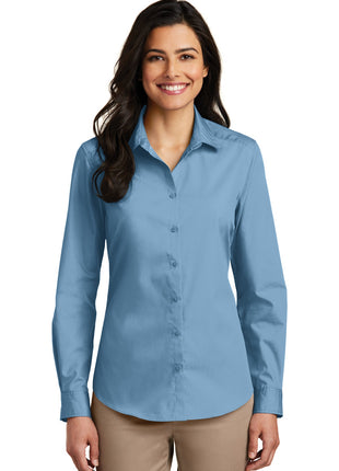 Port Authority® Women's Long Sleeve Carefree Poplin Shirt. LW100 - Carolina Blue | Port Authority