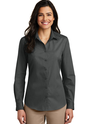 Port Authority® Women's Long Sleeve Carefree Poplin Shirt. LW100 - Graphite | Port Authority