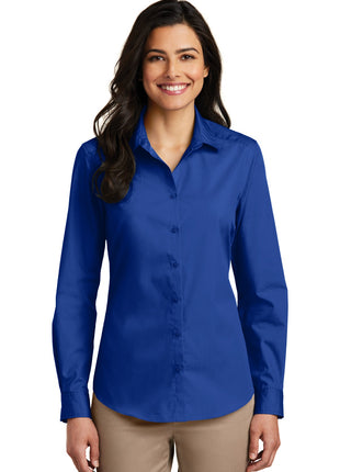 Port Authority® Women's Long Sleeve Carefree Poplin Shirt. LW100 - True Royal | Port Authority