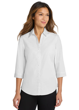 Port Authority® Women's 3/4-Sleeve Carefree Poplin Shirt. LW102 - White | Port Authority