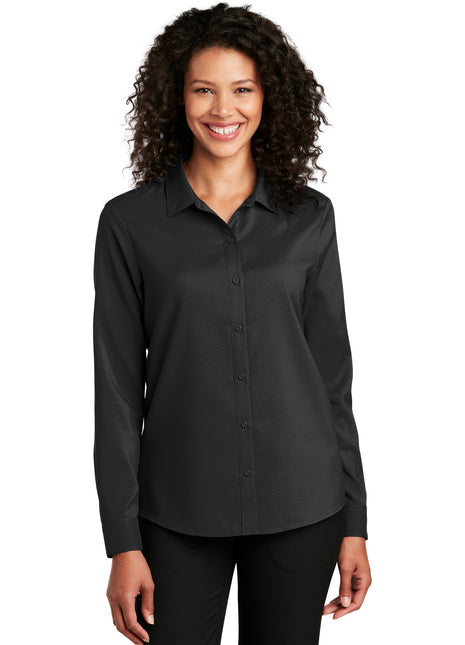 Port Authority® Women's Long Sleeve Performance Staff Shirt LW401 - Black | Port Authority
