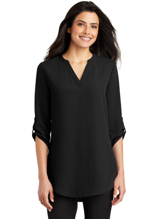 Port Authority® Women's 3/4-Sleeve Tunic Blouse. LW701 - Black | Port Authority
