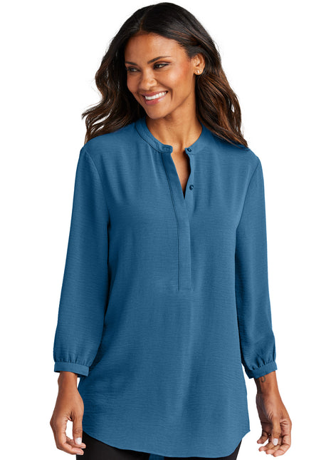 Port Authority® Women's 3/4-Sleeve Textured Crepe Tunic LW713 - Aegean Blue | Port Authority