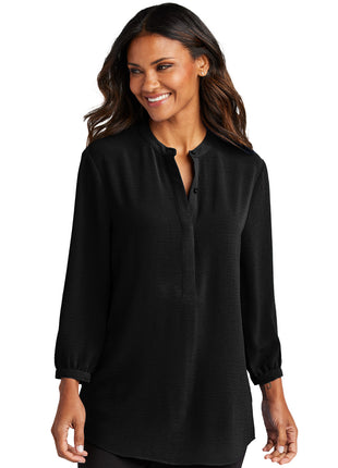 Port Authority® Women's 3/4-Sleeve Textured Crepe Tunic LW713 - Deep Black | Port Authority