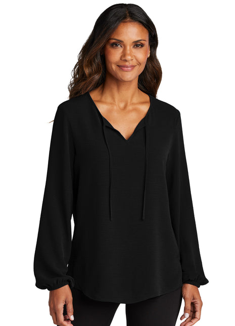 Port Authority® Women's Textured Crepe Blouse LW714 - Deep Black | Port Authority