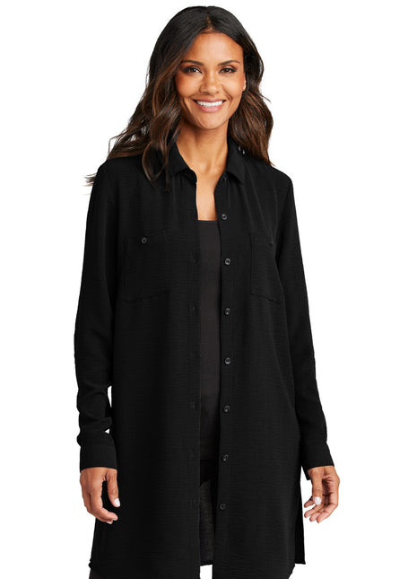 Port Authority® Women's Textured Crepe Long Tunic LW715 - Deep Black | Port Authority