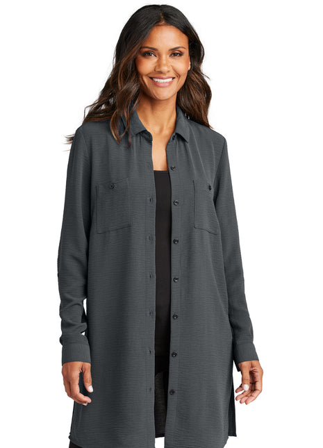 Port Authority® Women's Textured Crepe Long Tunic LW715 - Graphite | Port Authority