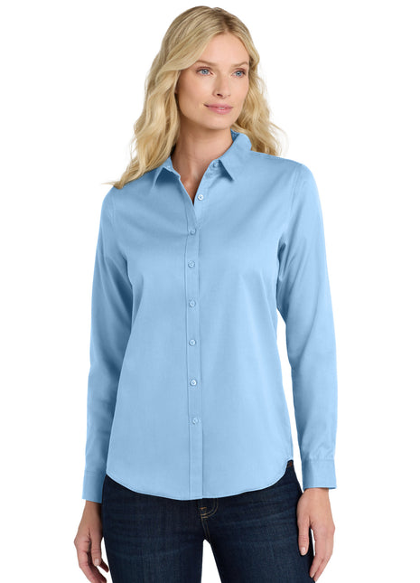 Port Authority® Women's Long Sleeve SuperPro React™Twill Shirt. LW808 - Cloud Blue | Port Authority
