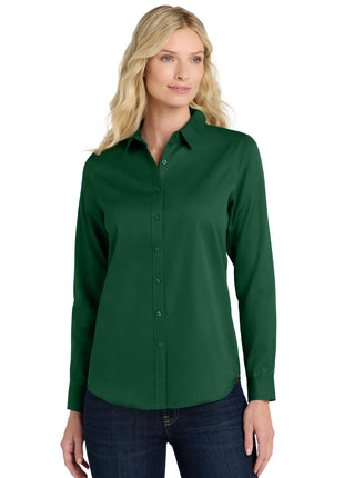 Port Authority® Women's Long Sleeve SuperPro React™Twill Shirt. LW808 - Dark Green | Port Authority