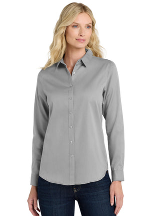 Port Authority® Women's Long Sleeve SuperPro React™Twill Shirt. LW808 - Gusty Grey | Port Authority