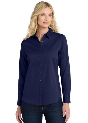 Port Authority® Women's Long Sleeve SuperPro React™Twill Shirt. LW808 - True Navy | Port Authority