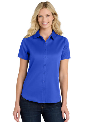 Port Authority® Women's Short Sleeve SuperPro React™Twill Shirt. LW809 - True Royal | Port Authority