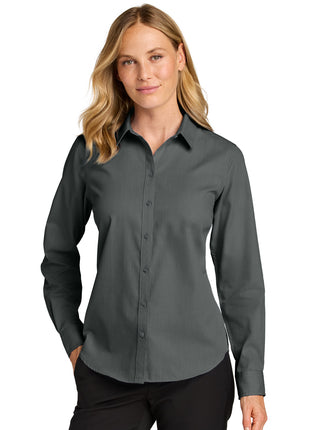Port Authority® Women's Long Sleeve Nailhead Easy Care Shirt LW816 - Deep Black | Port Authority