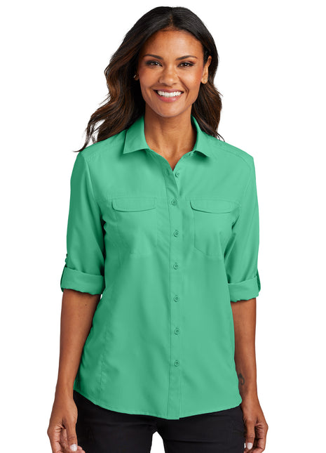 Port Authority® Women's Long Sleeve UV Daybreak Shirt LW960 - Bright Seafoam | Port Authority
