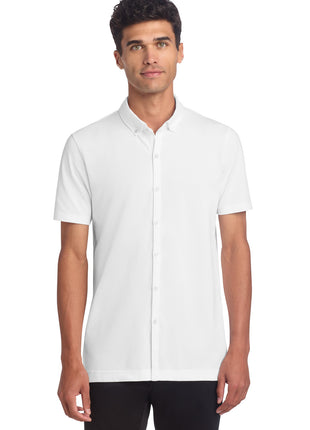 Mercer+Mettle® Stretch Pique Full-Button Polo MM1006 - White | Mercer+Mettle