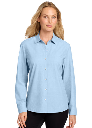 Mercer+Mettle® Women's Long Sleeve Stretch Woven Shirt MM2001 - Air Blue End On End | Mercer+Mettle