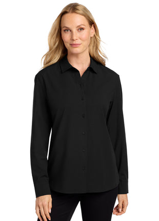 Mercer+Mettle® Women's Long Sleeve Stretch Woven Shirt MM2001 - Deep Black | Mercer+Mettle