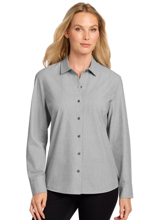 Mercer+Mettle® Women's Long Sleeve Stretch Woven Shirt MM2001 - Gusty Grey End On End | Mercer+Mettle