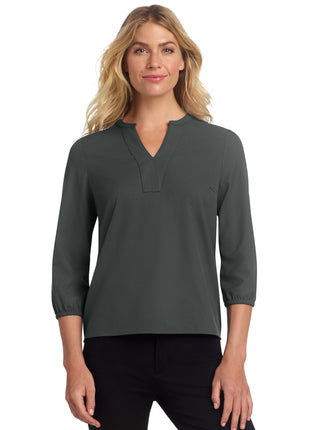 Mercer+Mettle® Women's Stretch Crepe 3/4-Sleeve Blouse MM2011 - Anchor Grey | Mercer+Mettle