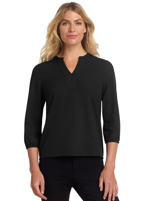 Mercer+Mettle® Women's Stretch Crepe 3/4-Sleeve Blouse MM2011 - Deep Black | Mercer+Mettle