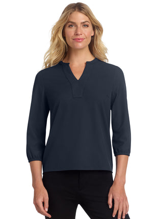 Mercer+Mettle® Women's Stretch Crepe 3/4-Sleeve Blouse MM2011 - Night Navy | Mercer+Mettle