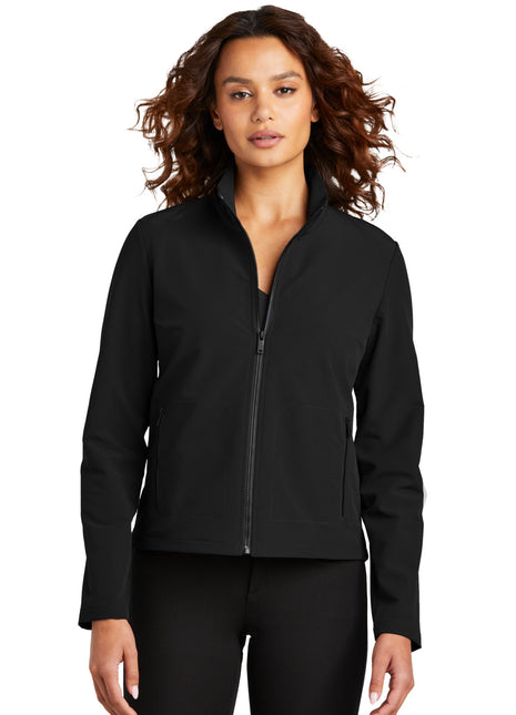 Mercer+Mettle® Women's Stretch Soft Shell Jacket MM7103 - Deep Black | Mercer+Mettle