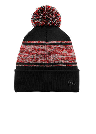 New Era® Knit Chilled Pom Beanie NE909 - Black/ Scarlet | New Era