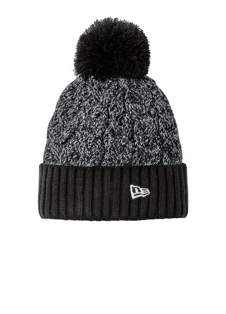 New Era® Marled Knit Pom Beanie NE910 - Black/ Graphite/ White | New Era