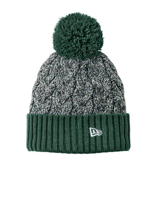 New Era® Marled Knit Pom Beanie NE910 - Dark Green/ Graphite/ White | New Era