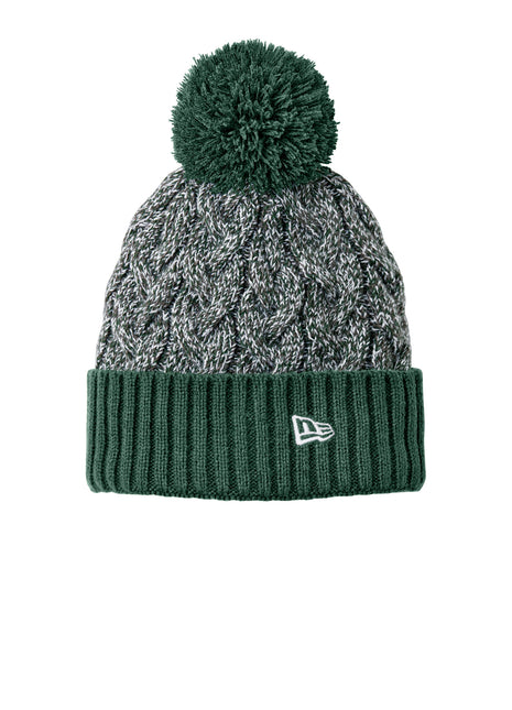 New Era® Marled Knit Pom Beanie NE910 - Dark Green/ Graphite/ White | New Era