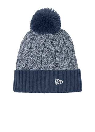 New Era® Marled Knit Pom Beanie NE910 - Deep Navy/ Grey/ White | New Era