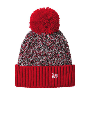 New Era® Marled Knit Pom Beanie NE910 - Scarlet/ Black/ White | New Era