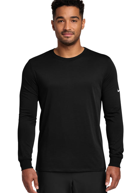 Nike Dri-FIT Cotton/Poly Long Sleeve Tee. NKBQ5230 - Black | Nike