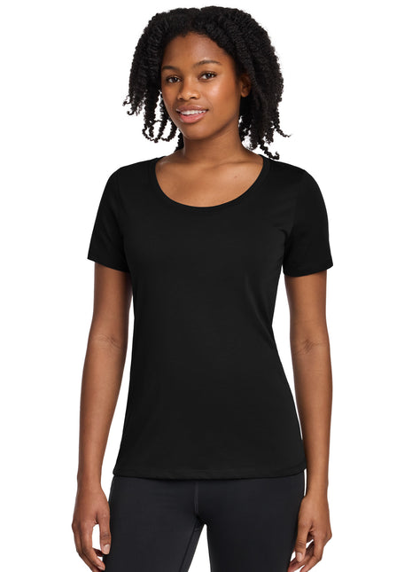 Nike Women's Dri-FIT Cotton/Poly Scoop Neck Tee. NKBQ5234 - Black | Nike