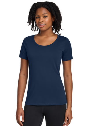Nike Women's Dri-FIT Cotton/Poly Scoop Neck Tee. NKBQ5234 - College Navy | Nike