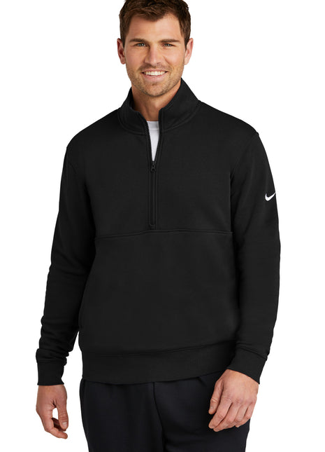 Nike Club Fleece Sleeve Swoosh 1/2-Zip NKDX6718 - Black | Nike