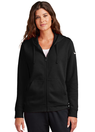 Nike Women's Club Fleece Sleeve Swoosh Full-Zip Hoodie NKFD9890 - Black | Nike