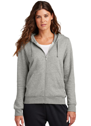 Nike Women's Club Fleece Sleeve Swoosh Full-Zip Hoodie NKFD9890 - Dark Grey Heather | Nike