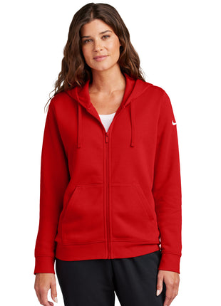 Nike Women's Club Fleece Sleeve Swoosh Full-Zip Hoodie NKFD9890 - University Red | Nike