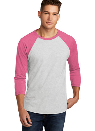 Next Level Apparel®   Adult Tri-Blend 3/4-Sleeve Raglan Tee. NL6051 - VTG Pink/ Hthr White | Next Level Apparel
