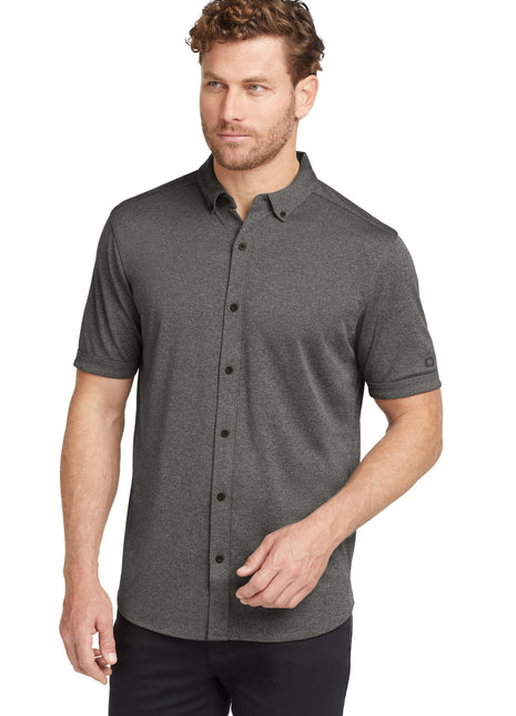 OGIO ® Gravitate Full-Button Polo. OG141 - Dark Heather Grey | OGIO