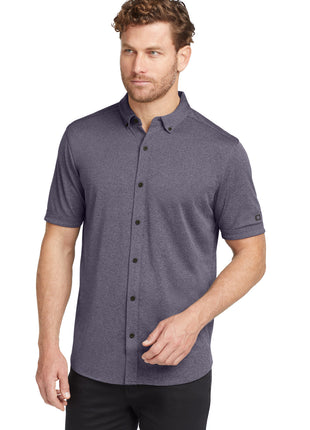 OGIO ® Gravitate Full-Button Polo. OG141 - Navy Heather | OGIO
