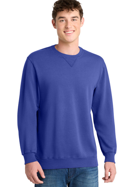 Port & Co™ Beach Wash® Garment-Dyed Crewneck Sweatshirt PC098 - Blue Iris | Port & Co