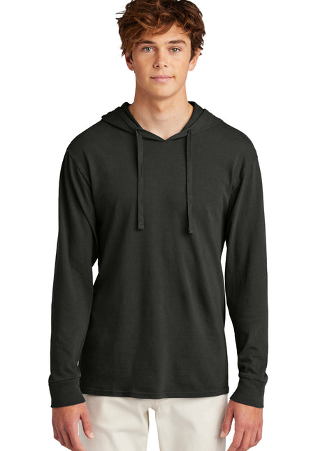 Port & Co™ Beach Wash® Garment-Dyed Pullover Hooded Tee PC099H - Black | Port & Co