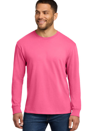 Port & Co™ Beach Wash® Garment-Dyed Long Sleeve Tee PC099LS - Neon Pink | Port & Co